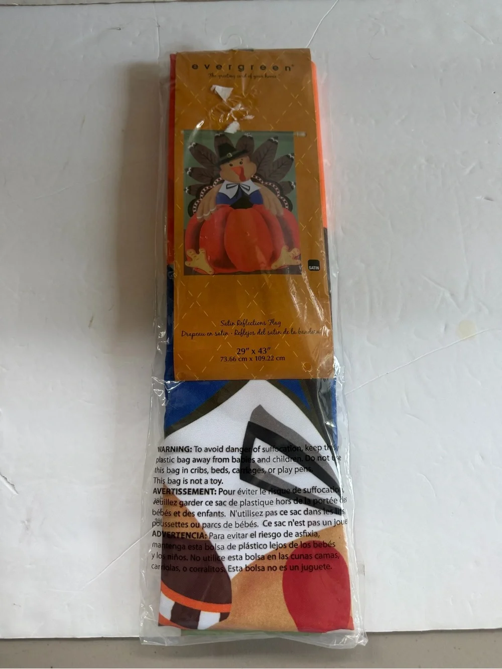 Evergreen Satin Reflection Flag, Thanksgiving 29”x43”